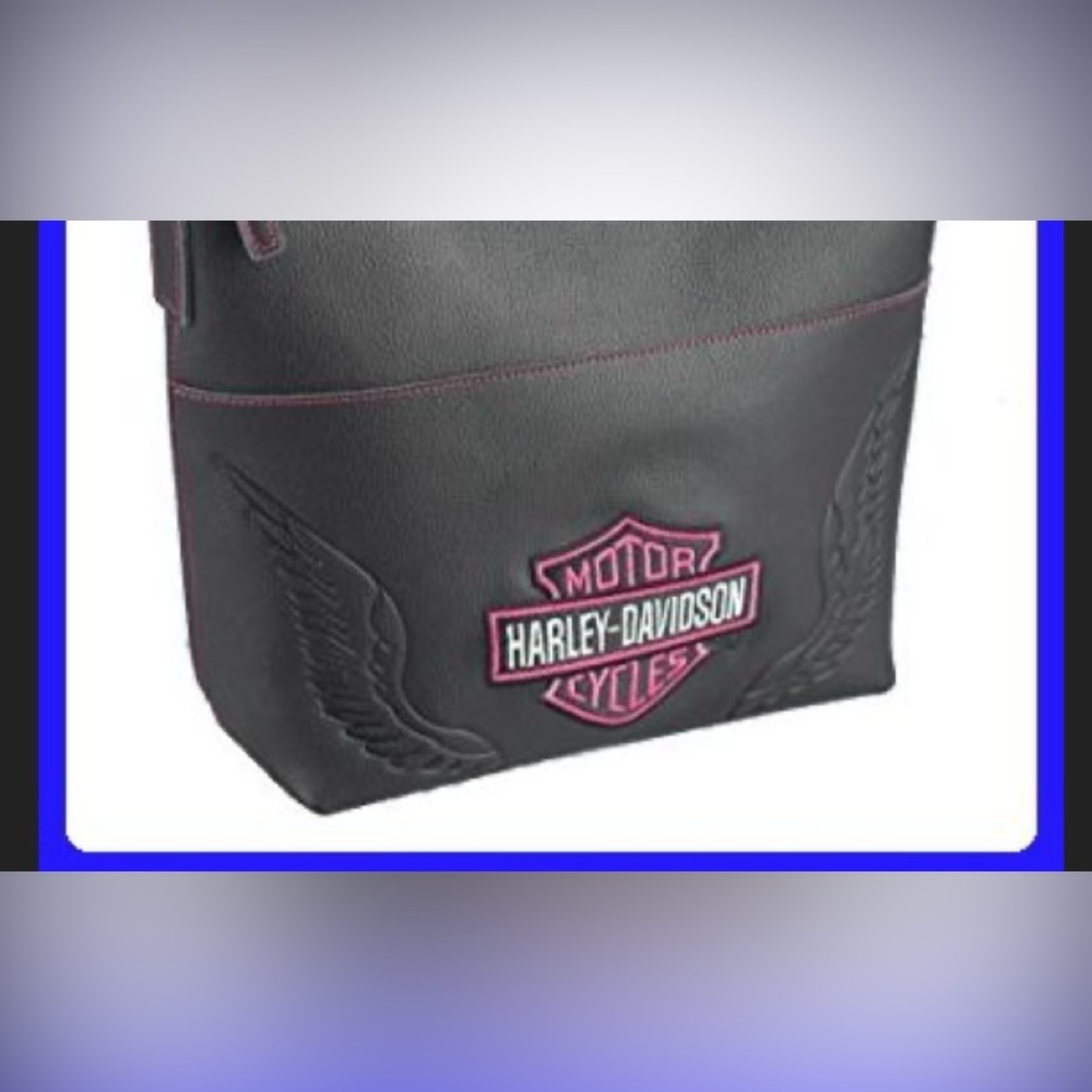 Harley-Davidson Women's Pink Bar & Shield Black Leather Hand-Bag-NEVER USED